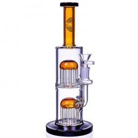 The Warrior 11" Heavy Double Tree Perc Bong Water Pipe On Duty Amber New