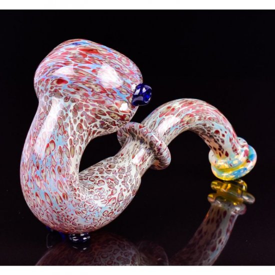 6\" Fritted Sherlock Glass Pipe - Golden Fumed New