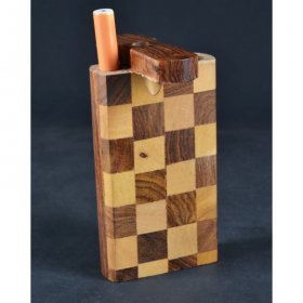 Fancy Wooden Dugout Includes Cig Pipe Checkered Design New
