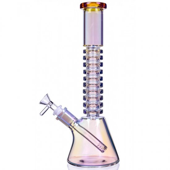 The Gold Mine 12\" Electro Plated Beaker Bong Iridescent / Clear New