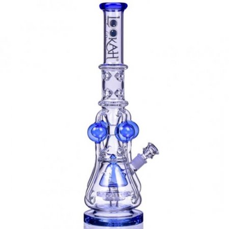 The Amazonian Trophy LOOKAH PLATINUM SERIES 19" SMOKING BONG WITH 4 CIRCULAR CHAMBER RECYCLER AND SPRINKLER MUSHROOM PERC Sky Blue New