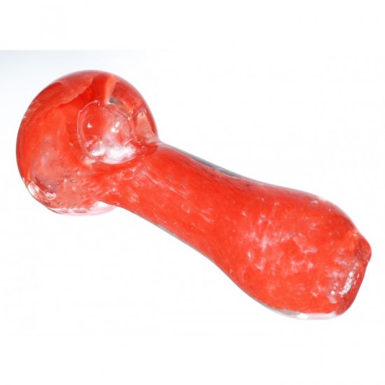 3\" Marble Swirled Glass Spoon Hand Pipe - Red New