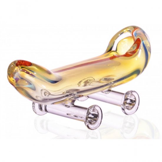 The Sk8ter - 4 Translucent Orange, Red, Blue, Skateboard Hand Pipe - Fumed New