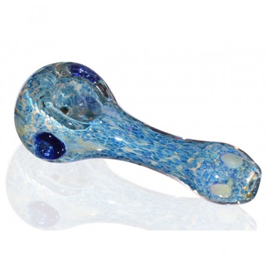 3\" Marble Fritter Glass Spoon Hand Pipe - Blue Fritt New