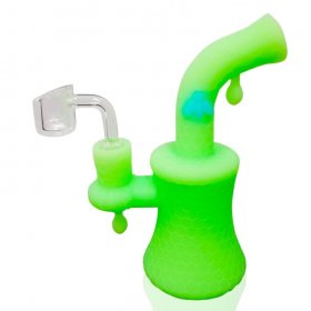 8" Silicone Glow In The Dark Dab Rig by Stratus Includes 14mm Banger Green New