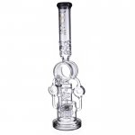 Smokenator Lookah Platinum Design Series Bong 20" Platinum Donut Recycler Bong With Spiral Percs Black Ice New