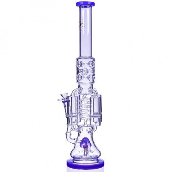 Chamber\'s of Secrets SMOQ Glass 22\" Quad Honeycomb to Sprinkler Perc Bong Purple New