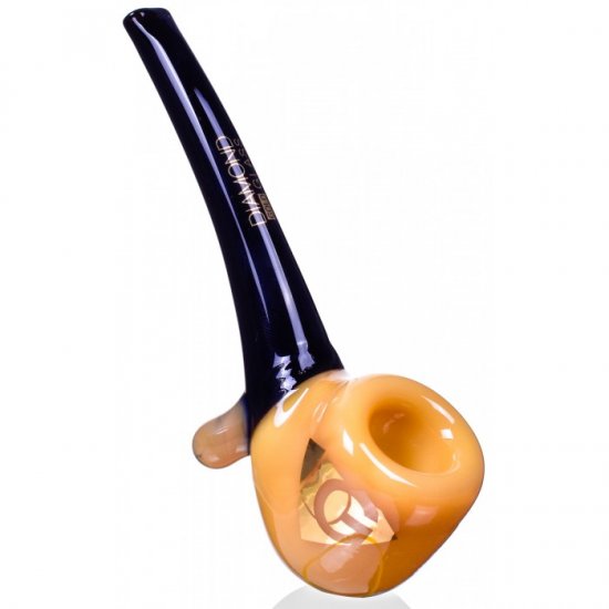 Diamond Glass - 6\" Sherlock Glass Hand Pipe - Amber/Black New