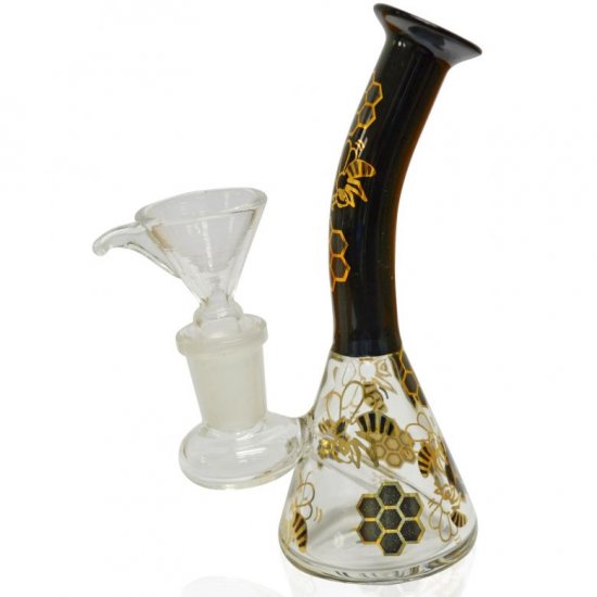 5\" Holographic Golden Honeycomb Water Pipe Black New