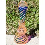 Smoke Through 8" Heavily Golden Fumed Bubble Trap Bubbler New