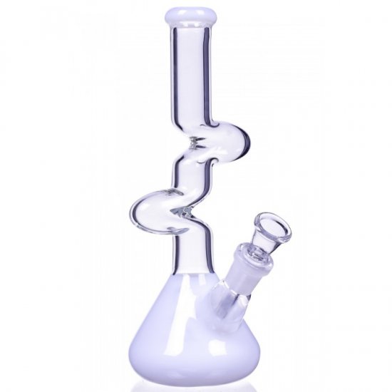 The Goliath Curved Neck Double Zong Bong Water Pipe Pearl White New