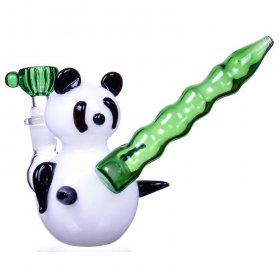 Master Yo 4" Panda Glass Hand Pipe Bubbler White New