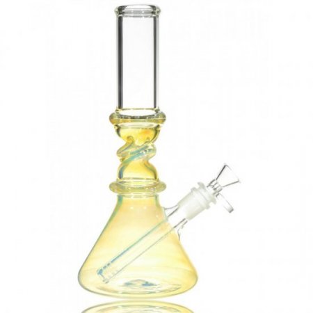 10.5" Twisted 24KT Gold Color Changing Bong Beaker Bottom Bong New