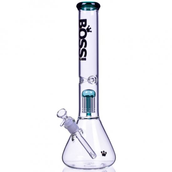 16\" Extra Heavy Twin Tree Perc Bong Water Pipe w/ Matching Bowl Green New