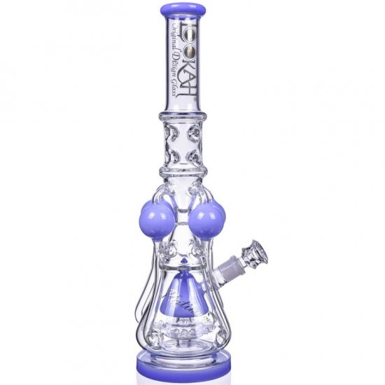 The Amazonian Trophy LOOKAH PLATINUM SERIES 19\" SMOKING BONG WITH 4 CIRCULAR CHAMBER RECYCLER AND SPRINKLER MUSHROOM PERC Milky Blue New