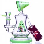 The Watermelon 7" Double Pyramid Funnel Perc Bong Green New