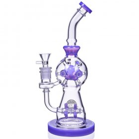 Smoke Propeller Dab Rig 12" Dual Spinning Propeller Perc To Swiss Faberge Egg Perc Purple New