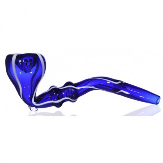 5\" Ridged Sherlock Glass Pipe - Blue New
