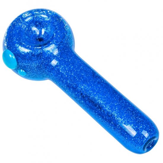 Smoke Galaxy - 5\" Green Glitter Filled Gel Glass Pipe - Freezable Hand Pipe Ice Cold Freezer Blue New