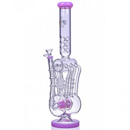 6 Speed SMOQ Glass 19" 6-Arm Coil Recycler Bong Pink New