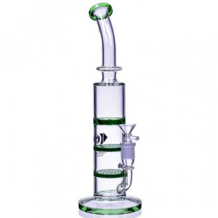 Tower Of Smoke Diamond Glass 12" Double Honeycomb To Turbine Perc Bong Green New