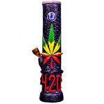 420 Smoke 12" Hand Crafted Wooden Bong New