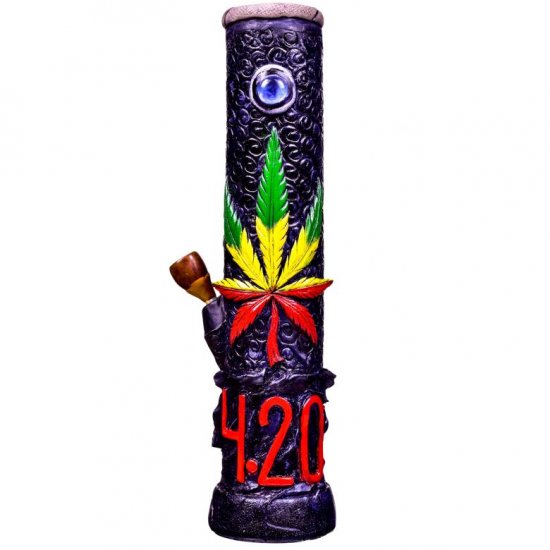 420 Smoke 12\" Hand Crafted Wooden Bong New