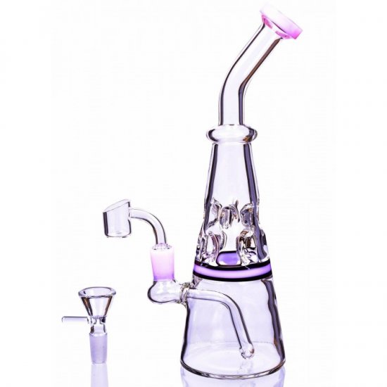 The Waffle Cone 11\" Tilted Neck Bong w/ Bowl & Banger Pink New