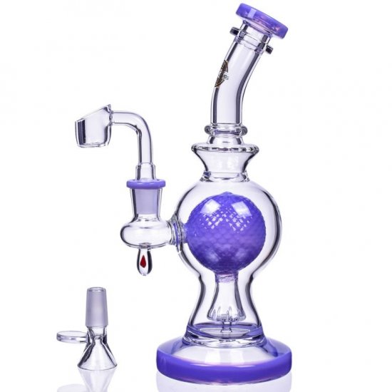 SpikeyBall Smoke On Point Glass 10\" Tilted Spherical Matrix Perc Bong Purple New