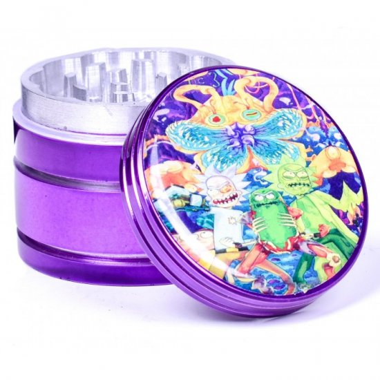 The Mad Scientist Rick & Morty Four Part Aluminium Grinder Purple New