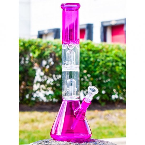 The Colorful 13\" Twin Dome Percolators Bong Pink New