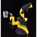 8" Glow In The Dark Bee On The Silicone Bong With 14mm Banger Blackish Yellow New