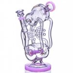 Her Majesty's Lookah 11" Inline to Dual Coil Perc 4-Arm Recycler Bong American Pink New