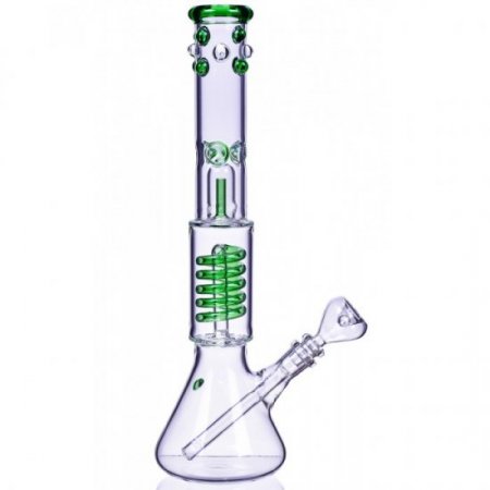 Nucleus 14" Inline to Coil Perc Beaker Bong Green New