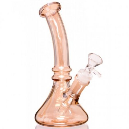 Royal Smoker's 8" Tilted Neck Shiny Bong Golden Fumed New