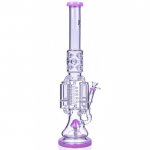 Chamber's of Secrets SMOQ Glass 22" Quad Honeycomb to Sprinkler Perc Bong Pink New