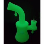 8" Silicone Glow In The Dark Dab Rig by Stratus Includes 14mm Banger Green New