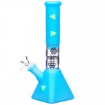 Smoke Pyramid 11" Stratus Glow In The Dark Silicone Bong with 19mm Down Stem and 14mm Bowl Blue New