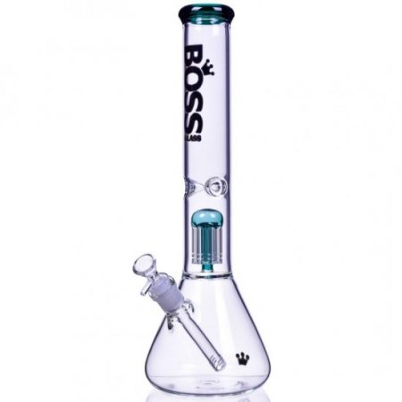 Boss Glass 16" Single Chamber Bong 5MM Thick & Heavy Winter Green New