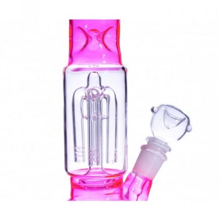12" Slotted 4 Arm Tree Perc Glass Bong Water Pipe Girly Hot Pink Bong New