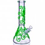 Smokey Octopus 13" Glow In The Dark Beaker Bong Green New