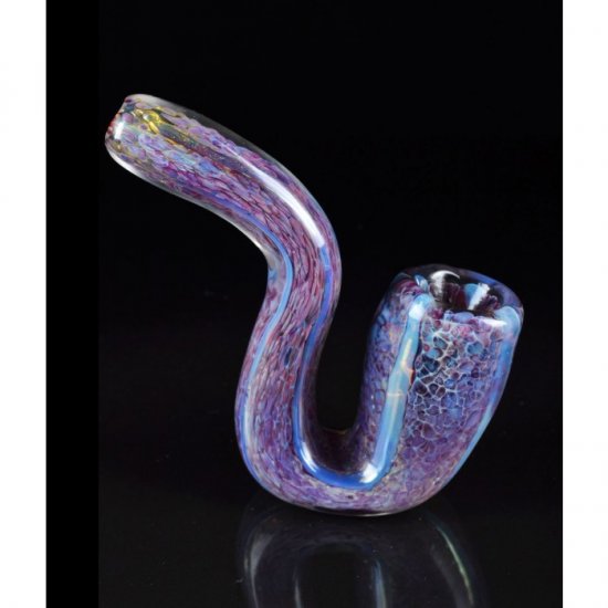 5\" Fritted Striped Sherlock Glass Hand Pipe Fumed - Purple New