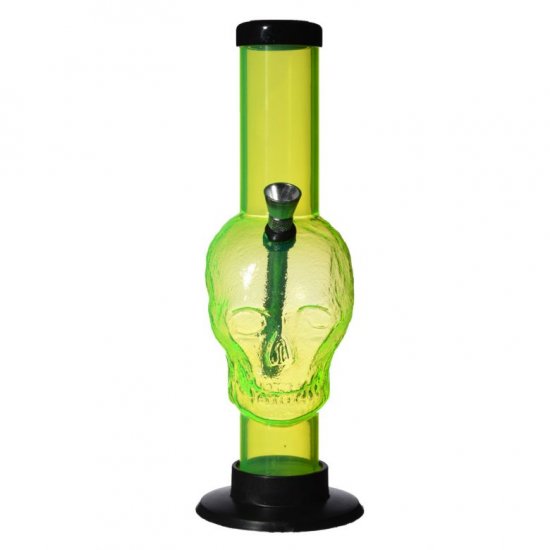 9\" Skull Acrylic Water Pipe Large Green New