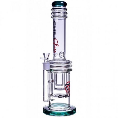 Chill Glass 17" Bong with Triple Honeycomb Percs Very Thick and Heavy Teal New