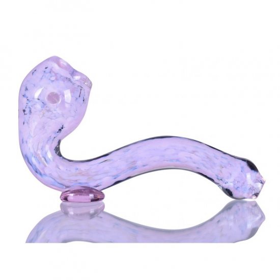 5\" Fritted Sherlock Glass Pipe - Pink Slyme New