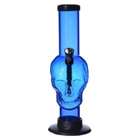 9" Skull Acrylic Water Pipe Large Blue New
