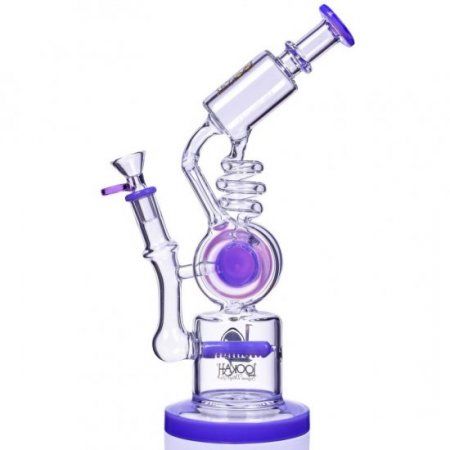 Smoker's Gun Lookah 12" Coil To Inline Perc Bong Purple New