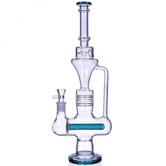 Smoker\'s Slide 17\" One-Arm Inline Recycler Bong Water Pipe Teal New