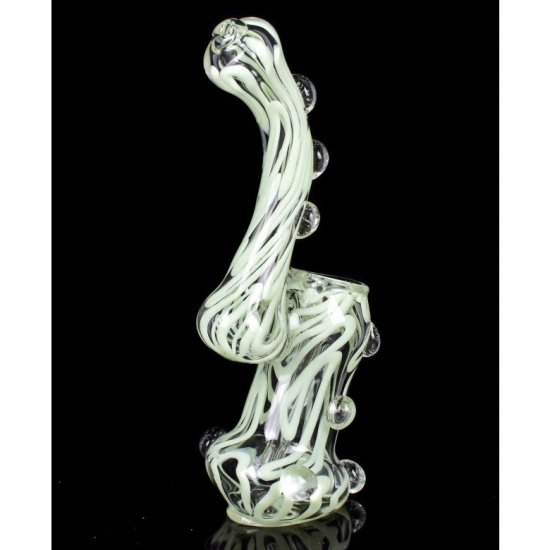 6\" SWIRLED BUBBLER WITH BEADS Apple GREEN New