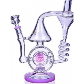 Smoke Artillery Lookah 13" BARREL SPIRAL CONE RECYCLE BENT NECK GLASS WATER PIPE Pink New